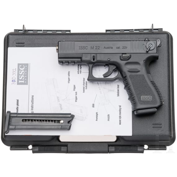 ISSC M 22 Semi-Automatic Pistol, in case