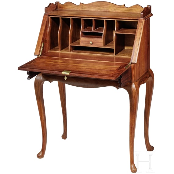 An elegant Pakistani secretary desk with ottoman, M. Hayat & Bros., 20th century