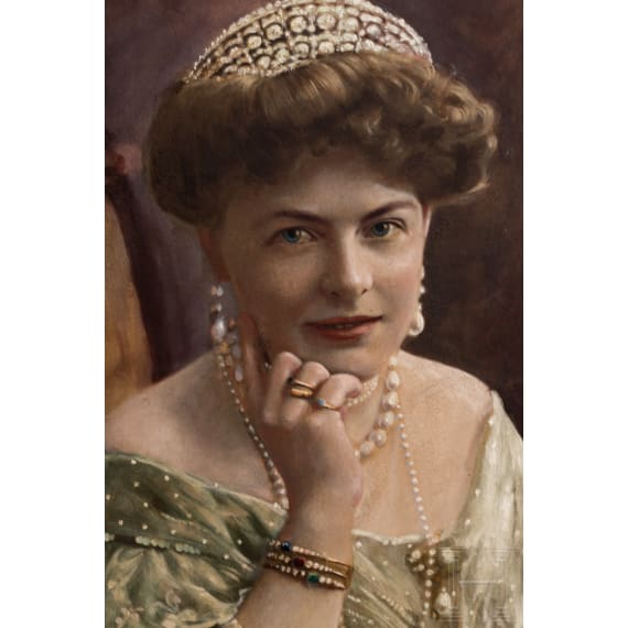 A portrait of a princess with tiara, possibly Cecilie Auguste Marie Duchess of Mecklenburg-Schwerin/Crown Princess of Prussia, Berlin, dated 1906