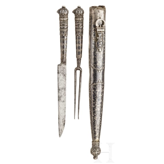 An Ottoman-Greek nielloed silver set of cutlery, circa 1700