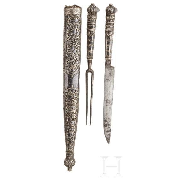An Ottoman-Greek nielloed silver set of cutlery, circa 1700