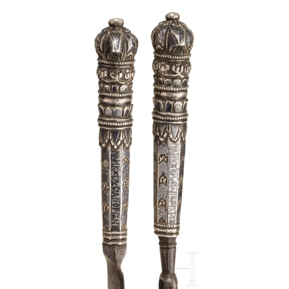 An Ottoman-Greek nielloed silver set of cutlery, circa 1700