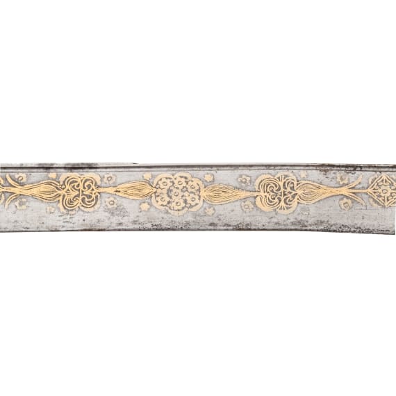 A large silver-mounted Greek yatagan set with corals, circa 1820