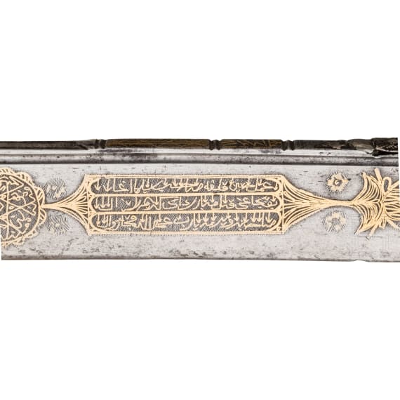 A large silver-mounted Greek yatagan set with corals, circa 1820