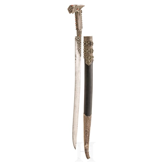A silver mounted Greek yatagan with older European blade, circa 1820