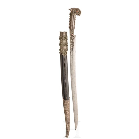 A silver mounted Greek yatagan with older European blade, circa 1820