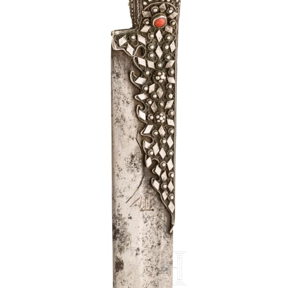 A silver mounted Greek yatagan with older European blade, circa 1820