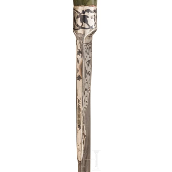 A silver mounted Ottoman bicak with stone handle, circa 1800