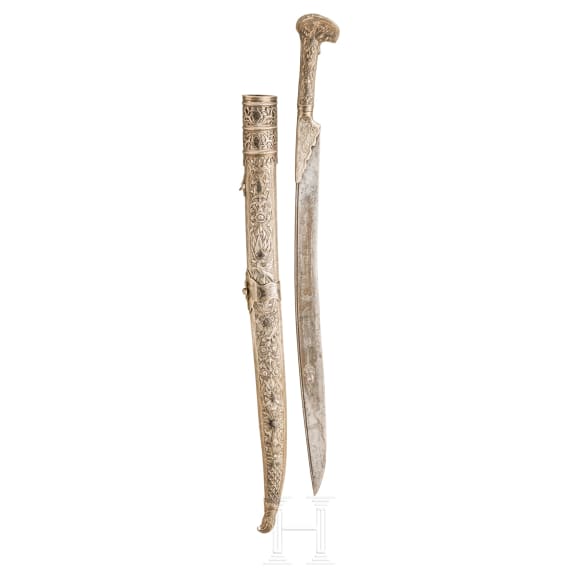 An Ottoman yatagan mounted in nielloed nickel-silver, circa 1830