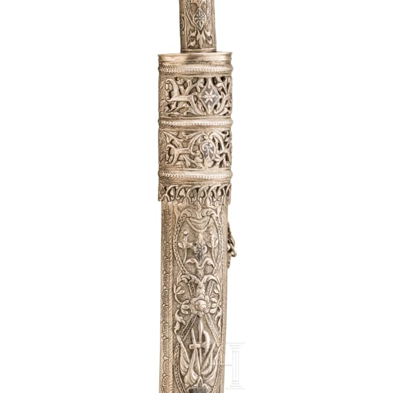 An Ottoman yatagan mounted in nielloed nickel-silver, circa 1830