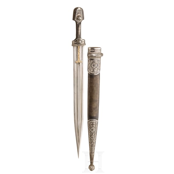 A silver mounted Caucasian kinzal, circa 1900