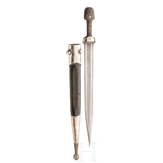 A silver mounted Caucasian kinzal, circa 1900