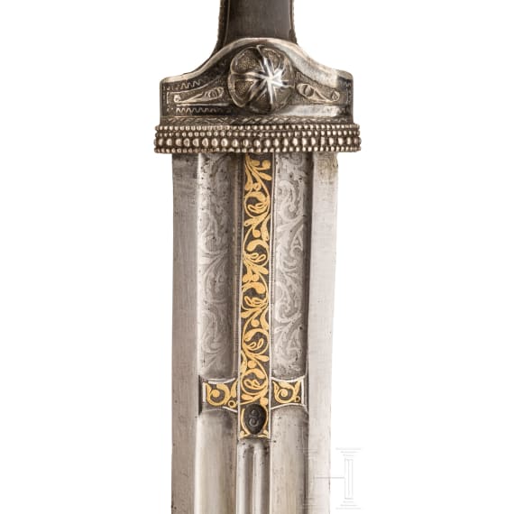 A silver mounted Caucasian kinzal, circa 1900