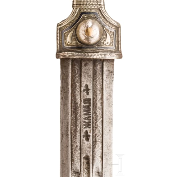 A nielloed Caucasian kinzal, dated 1908