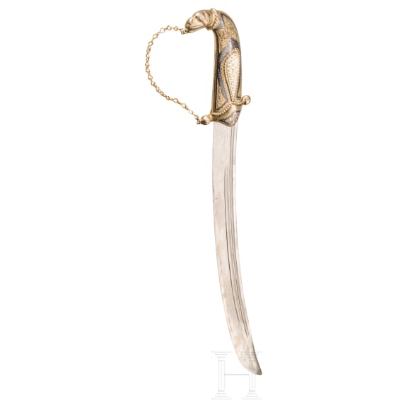A small sabre with gilt and nielloed silver mounts, Dagestan, 20th century