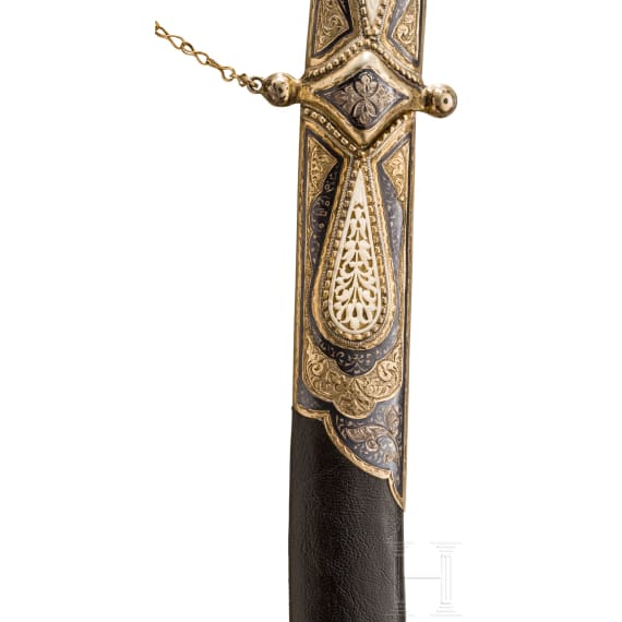 A small sabre with gilt and nielloed silver mounts, Dagestan, 20th century