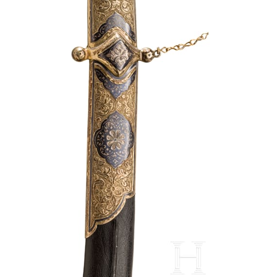 A small sabre with gilt and nielloed silver mounts, Dagestan, 20th century