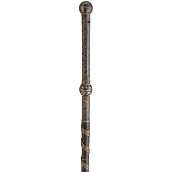 A Caucasian nielloed riding whip, circa 1900
