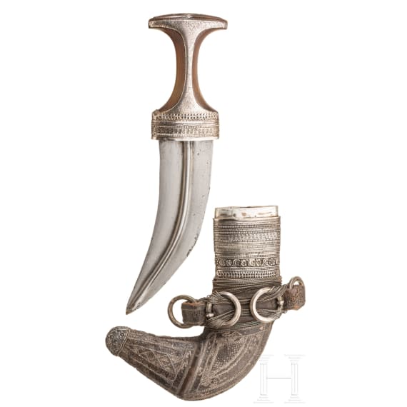 An Omani jambya with rhinoceros horn handle, 19th century