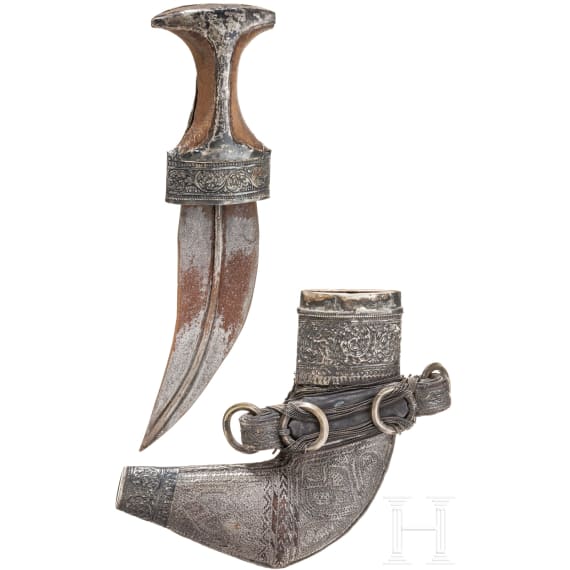 A Saudi Arabian silver-mounted djambia, 20th century