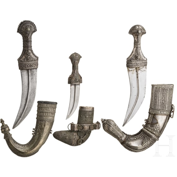 Three Saudi Arabian djambias, 20th century