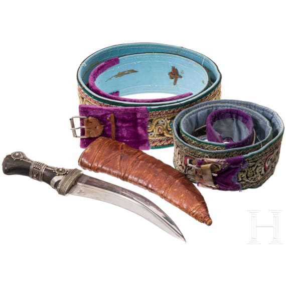 A Yemenite djambia and two embroidered belts, 1st half of the 20th century