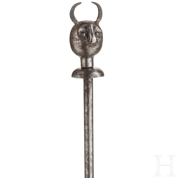 A Persian devil's head mace, 19th century