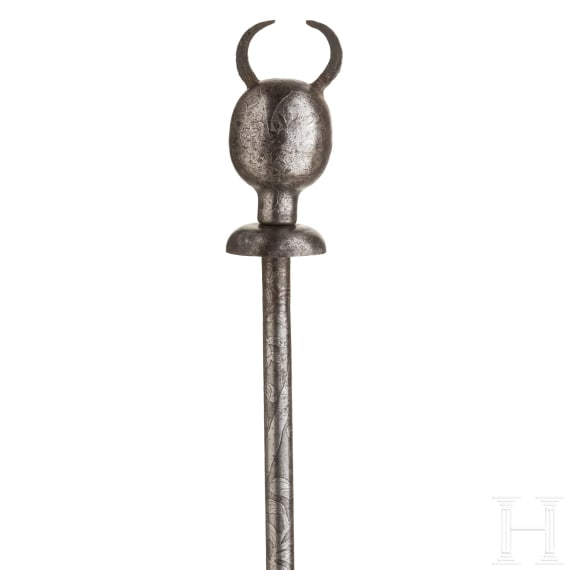 A Persian devil's head mace, 19th century