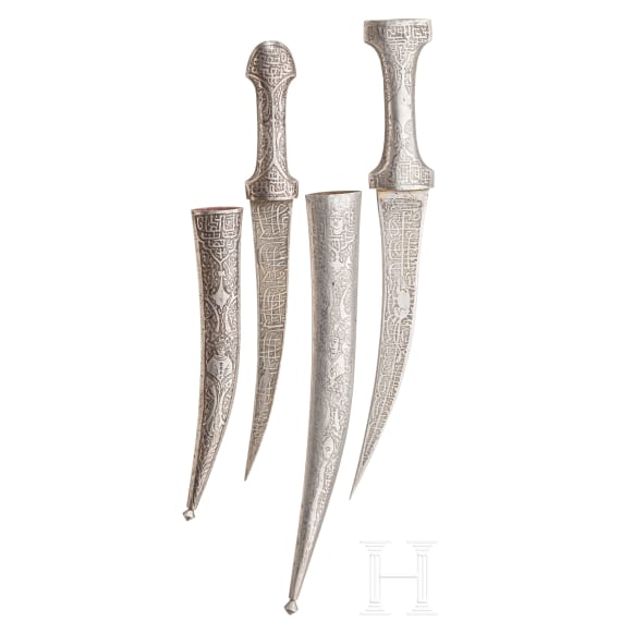 Two Persian whole-metal khanjars, 19th century
