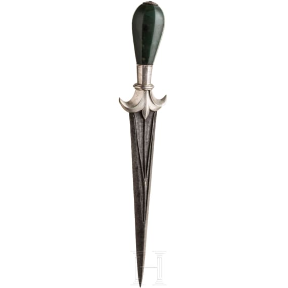 An Indian hilted jade dagger, Mughal period, 17th century