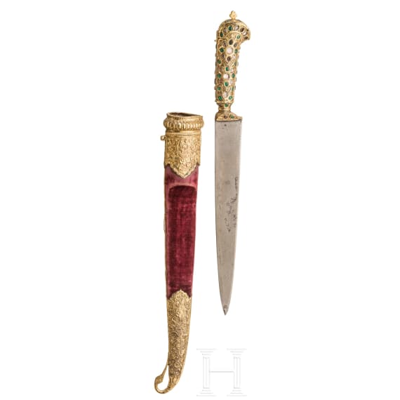 A gilded and jewelled Indian card, circa 1800