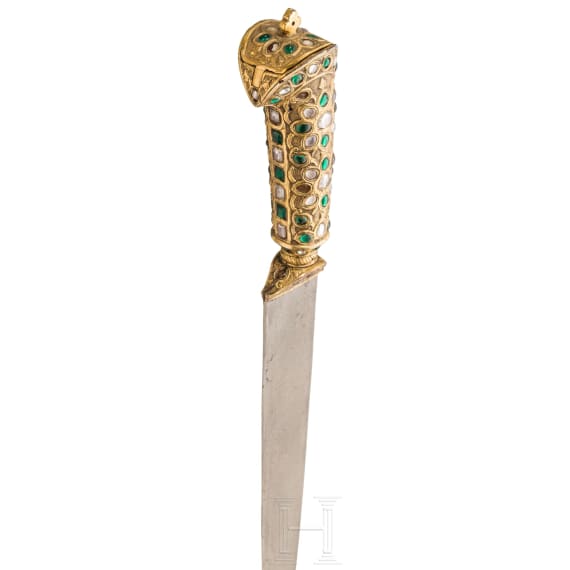A gilded and jewelled Indian card, circa 1800