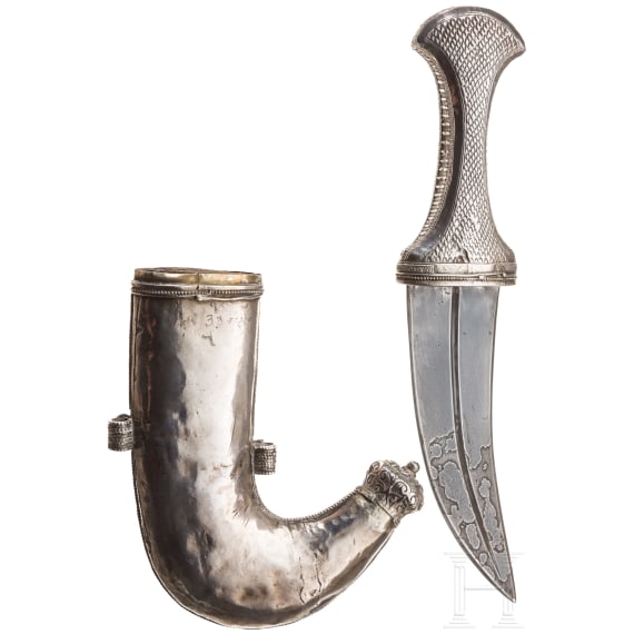 A small Indian silver-mounted jambya, 19th century