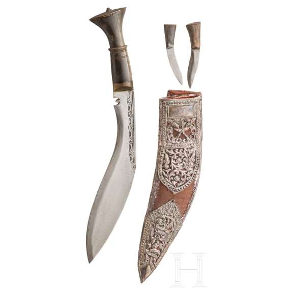 An Indian silver-mounted kukri knife, circa 1900