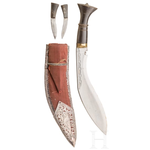 An Indian silver-mounted kukri knife, circa 1900