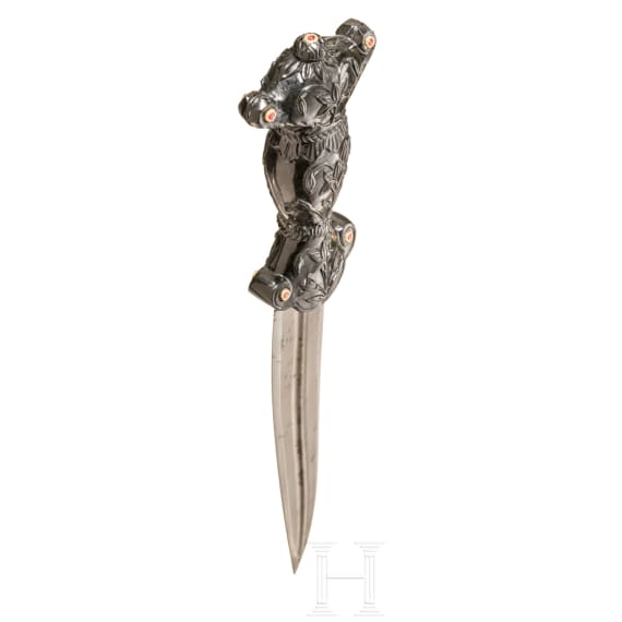 A North Indian dagger with a heavy black jade hilt, 20th century