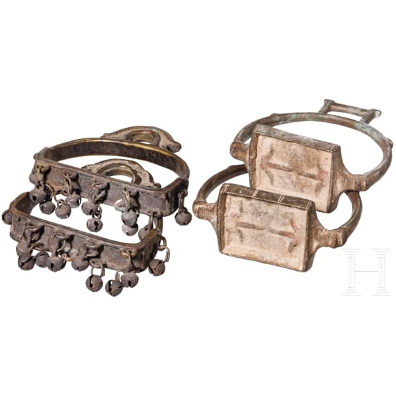 Two pairs of Indian stirrups, 19th century