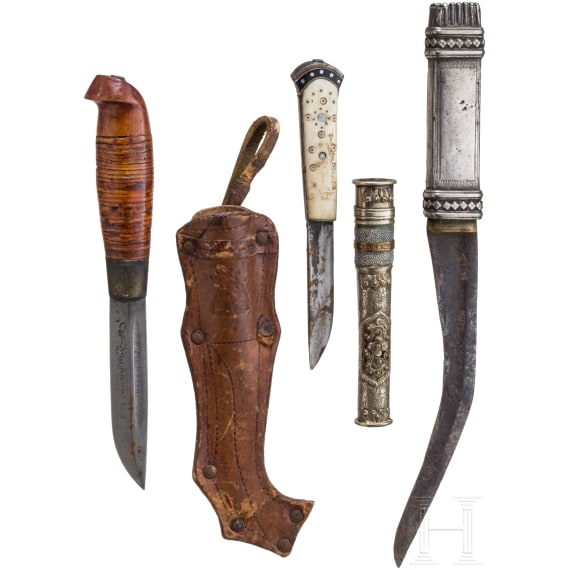 A Tibetan lothi, a Finnish puuko and an Arabic knife, circa 1900