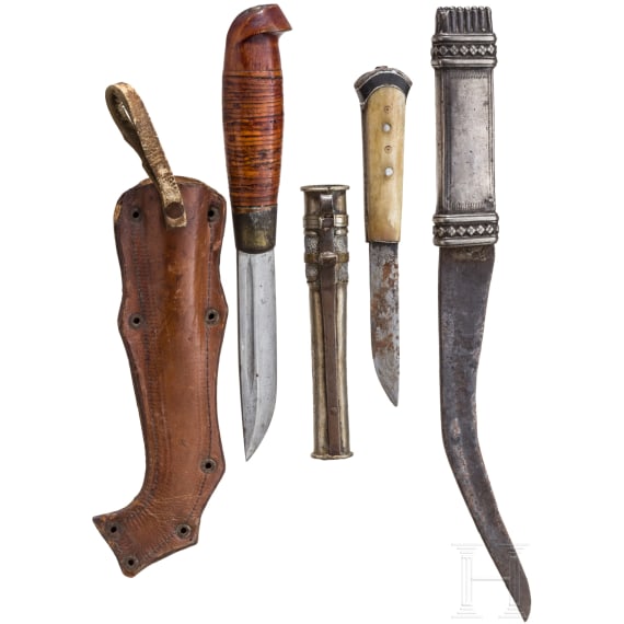 A Tibetan lothi, a Finnish puuko and an Arabic knife, circa 1900