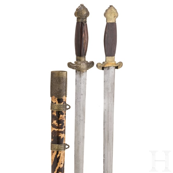 A Chinese double sword, circa 1900