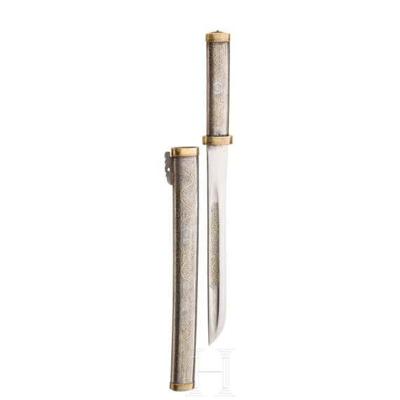 An iron mounted Chinese knife, 19th century