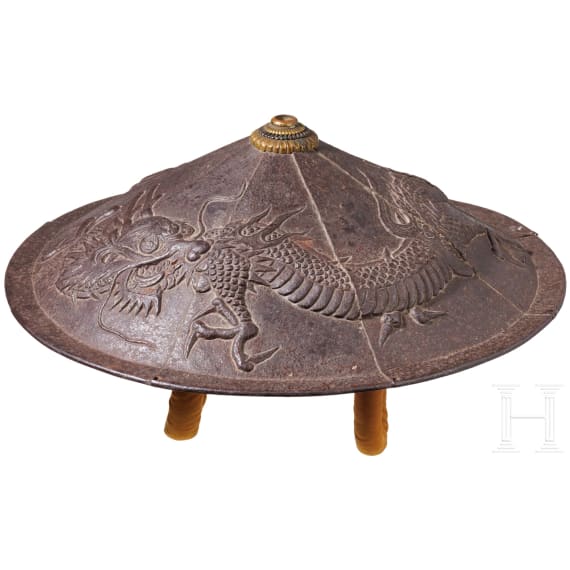 A Japanese uchidashi jingasa Myochin school, Momoyama period, dated 1576
