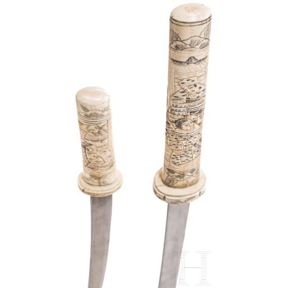 A Japanese bone tachi and bone tanto, Meiji period, circa 1900