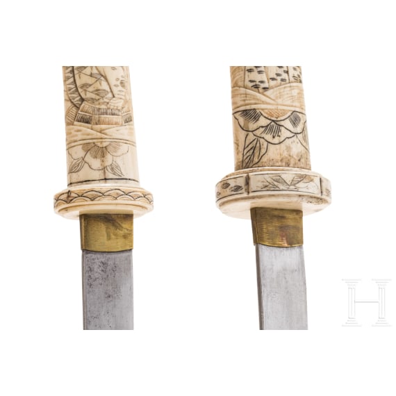 A Japanese bone tachi and bone tanto, Meiji period, circa 1900