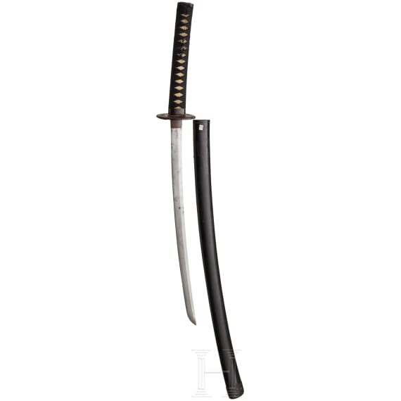 A Japanese blade of a boy's katana in wakizashi mountings, 2nd half of the Meiji period