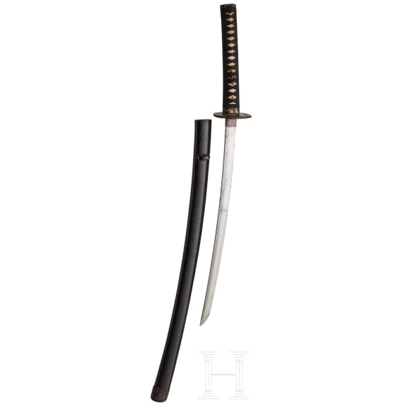 A Japanese blade of a boy's katana in wakizashi mountings, 2nd half of the Meiji period