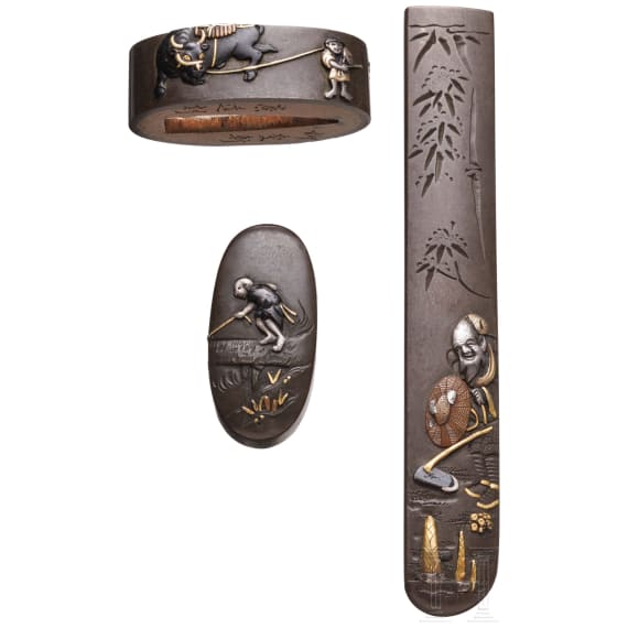 A Japanese kozuka handle and fuchi kashira, Edo period