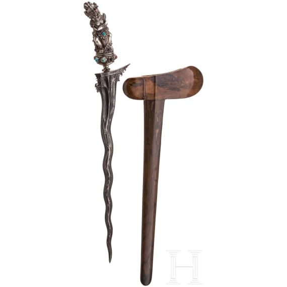 An Indonesian keris with silver handle, Bali, circa 1900