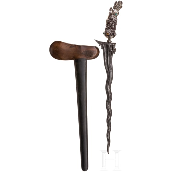 An Indonesian keris with silver handle, Bali, circa 1900