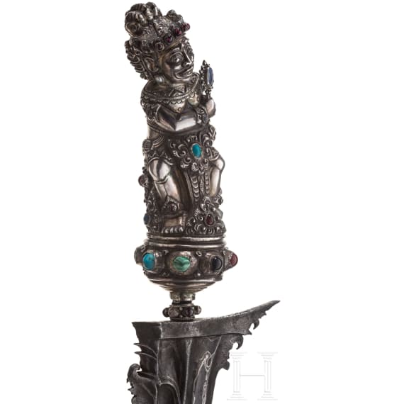 An Indonesian keris with silver handle, Bali, circa 1900